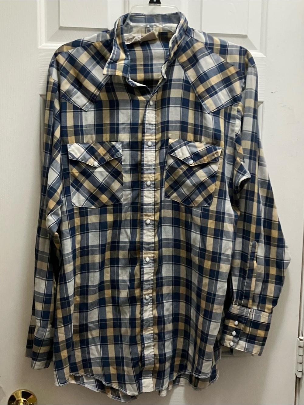 WESTERN FRONTIER Western Pearl Snap Shirt Mens Plaid Size Large
